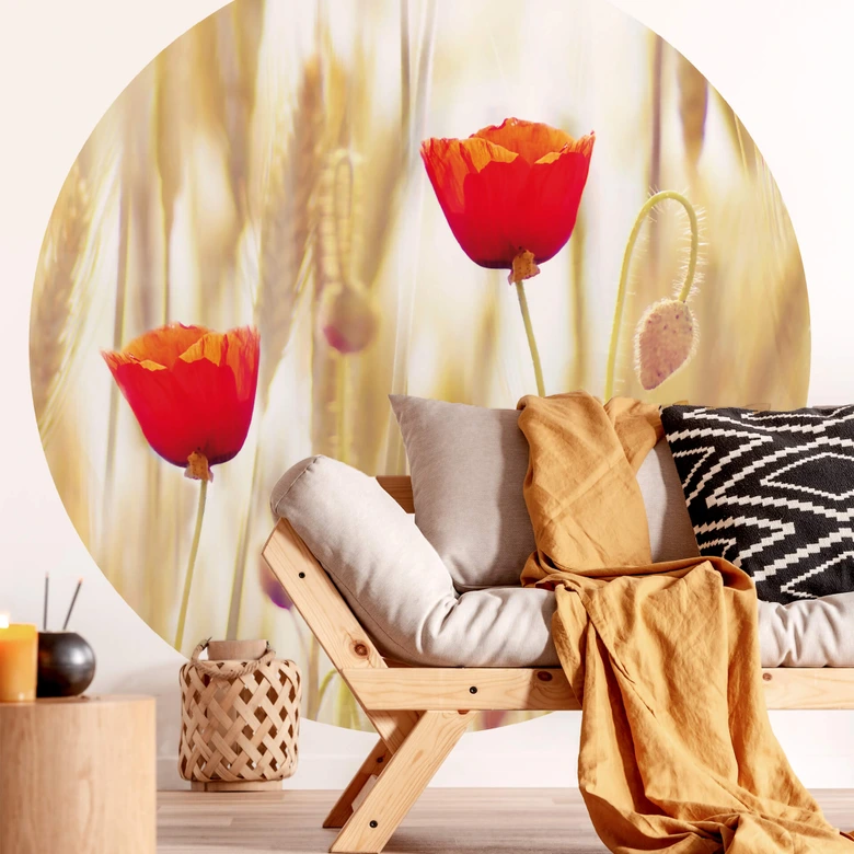 Fototapete Poppies - Rund - Selbstklebend/Vlies 