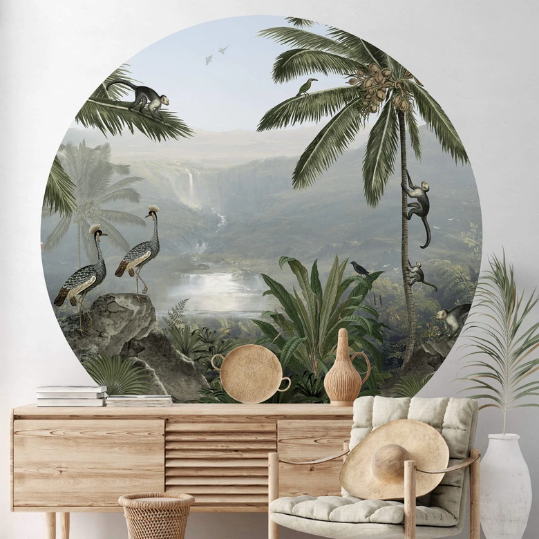 Sir Edward - Santuario de los monos - fotomural redondo - Papel pintado autoadhesivo/no tejido 