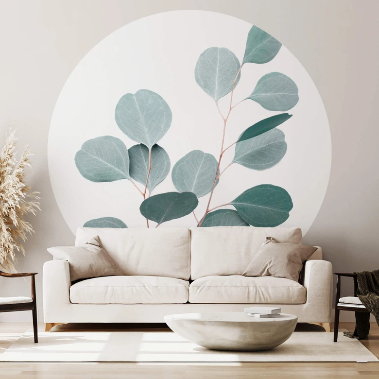 Fototapete Sisi & Seb - Blauer Eukalyptus - Rund - Selbstklebend/Vlies 