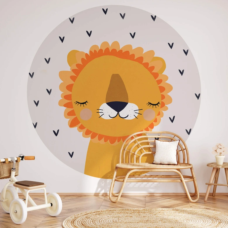 Tapet cirkel Treechild - Little Lion - vliesetapet/selvklæbende non-woven tapet 