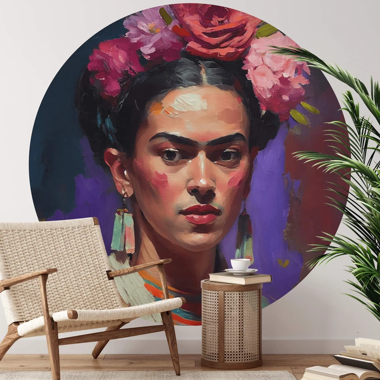 Tapet cirkel Treechild - Portrait of Frida - vliesetapet/selvklæbende non-woven tapet 