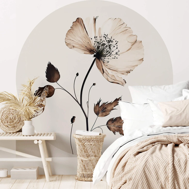 Behangcirkel Treechild - Droogbloemen - vliesbehang/zelfklevend vliesbehang 