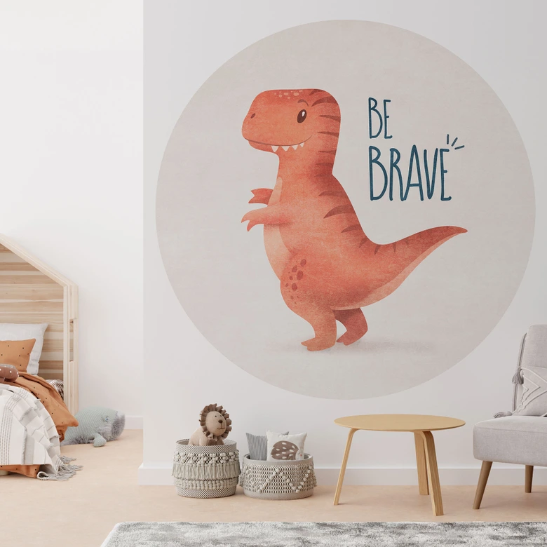 Round wall mural Dino Be Brave - T-Rex - Tunaboylu - non self-adhesive/self-adhesive wallpapers 