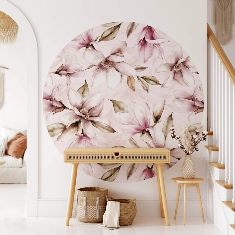 Fototapet - Rundt UN Designs - Soft Magnolia - vliesetapet/selvklæbende non-woven tapet 