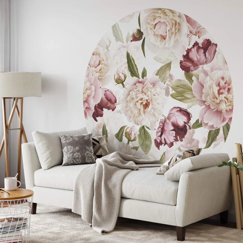 Fototapete UN Designs - Vintageblüten - Rund - Selbstklebend/Vlies 