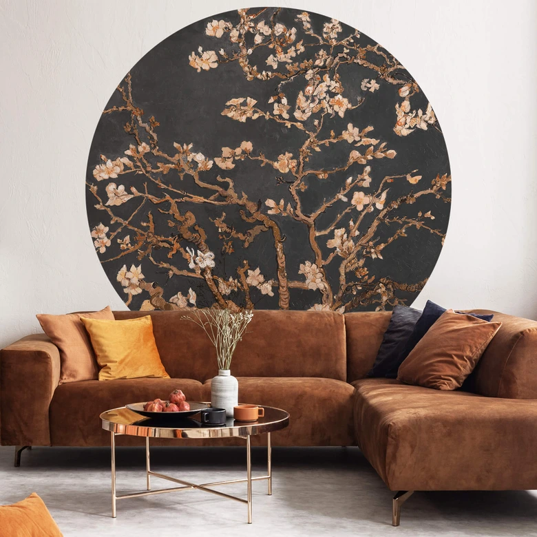 Fototapete van Gogh - Mandelblüte herbstlich - Rund - Selbstklebend/Vlies 