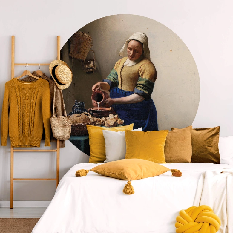 Vermeer - La lechera - fotomural redondo - Papel pintado autoadhesivo/no tejido 