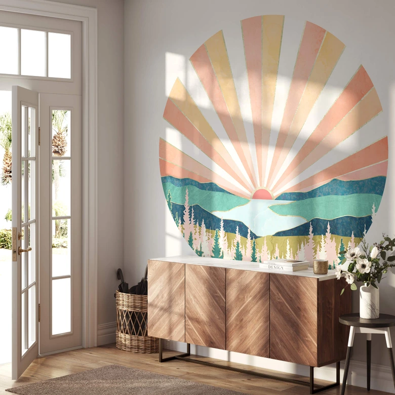 Behangcirkel SpaceFrog Designs - Retro Zomer - vliesbehang/zelfklevend vliesbehang 