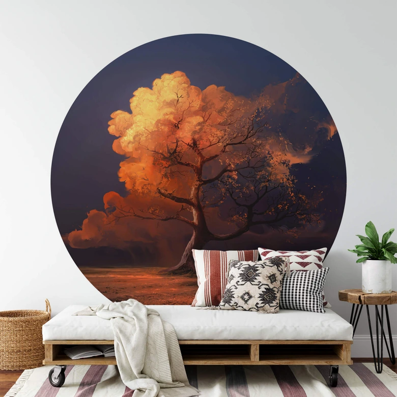 Behangcirkel Aerroscape - Autumn Fantasy - vliesbehang/zelfklevend vliesbehang 