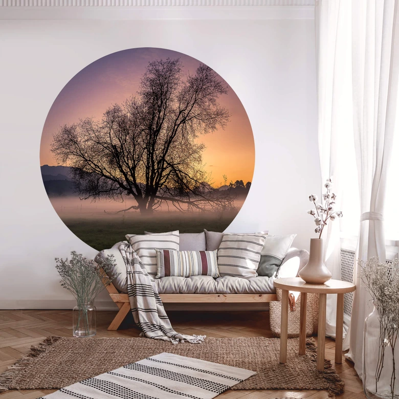 Round wall mural Cuadrado - the Fog - non self-adhesive/self-adhesive wallpapers 