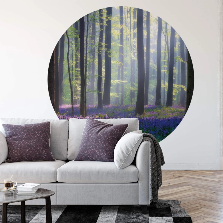 Round wall mural Popan - Bluebells - non self-adhesive/self-adhesive wallpapers 