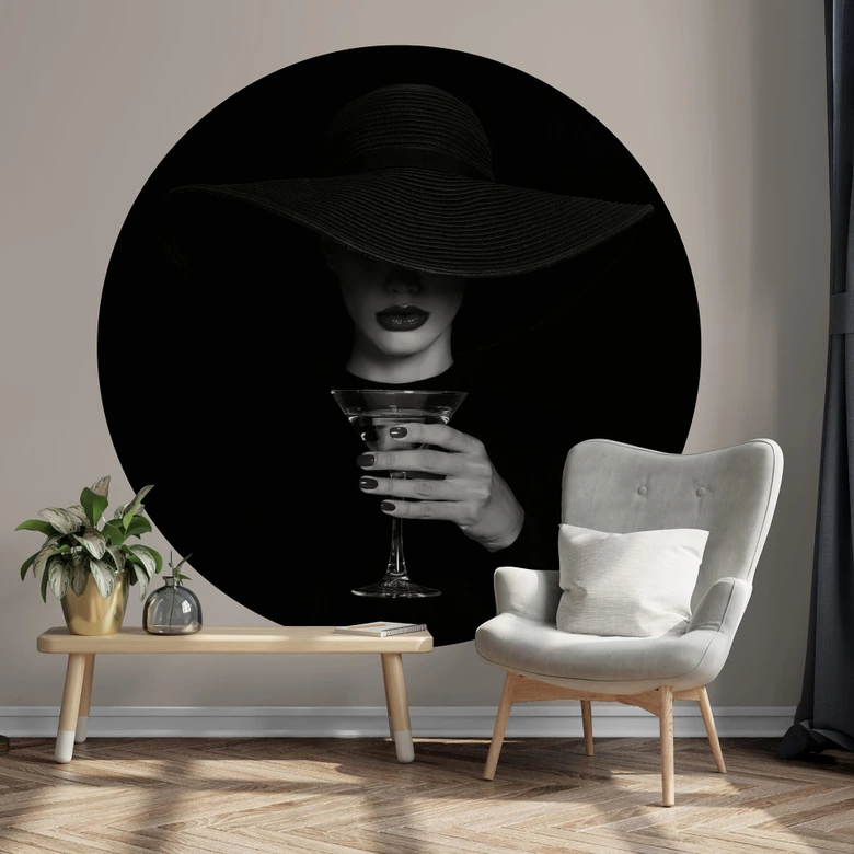 Papier peint photo rond Refat - Un verre de martini - papier peint intissé/papier peint intissé autocollant 