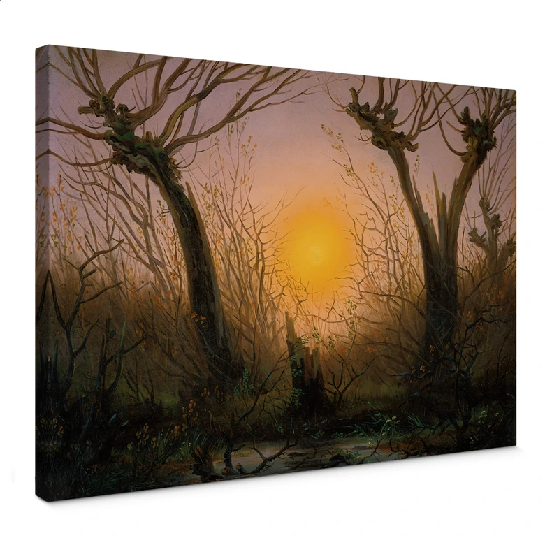Tableau sur toile Friedrich - Paysage de forêt sous le soleil couchant 