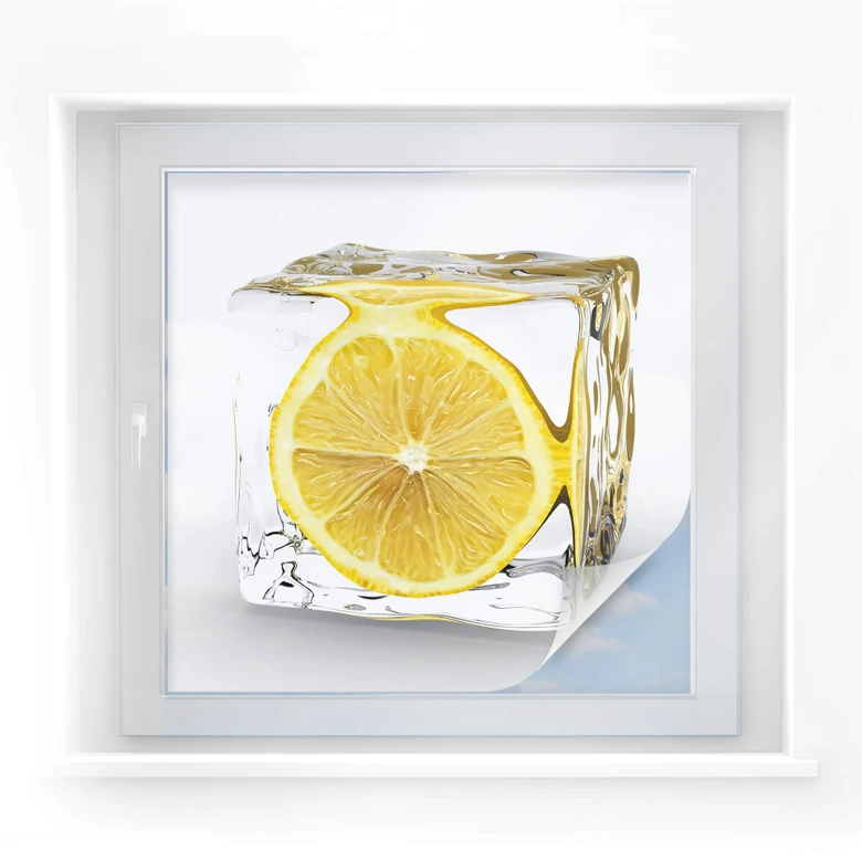 Window foil Lemon Ice cube 