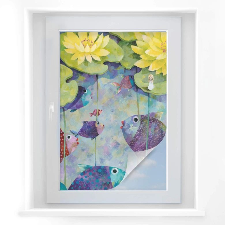 Raamfolie Blanz – Gele waterlelies 