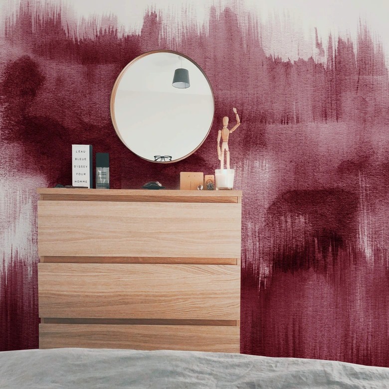 Fototapete Nouveauprints - Watercolour Brush Strokes (bordeaux) 