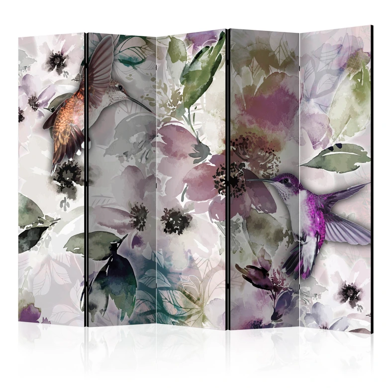 Schermo divisorio - Natura in acquerello , 5 pezzi - 225x172 cm 