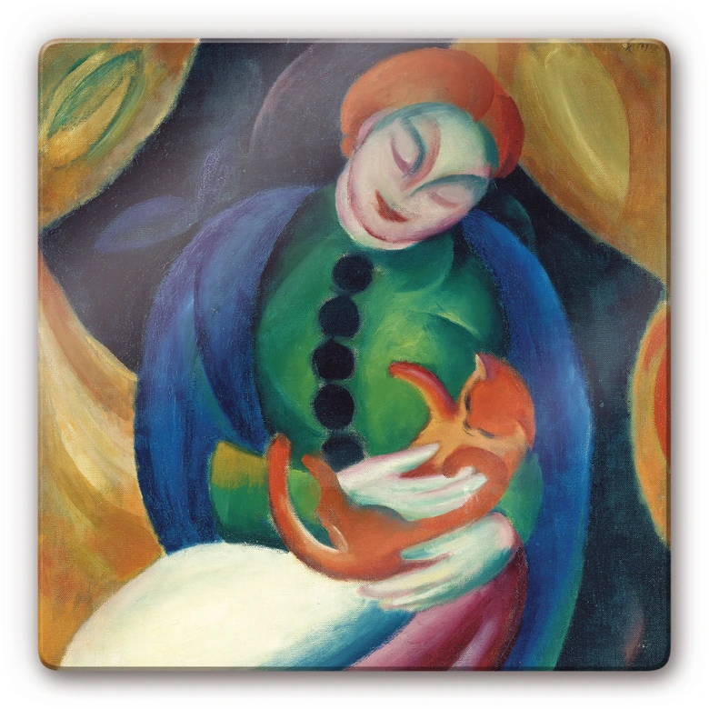 Tableau en verre - Marc - Jeune Fille avec le Chat II 