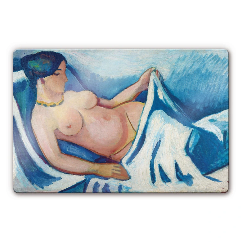 Tableau en verre - Macke - Nu féminin allongé 