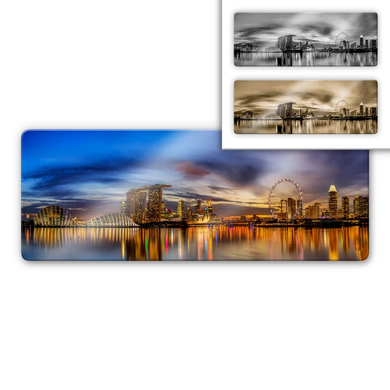 Tableau sur verre Xie - Lights in Singapore - Panorama 