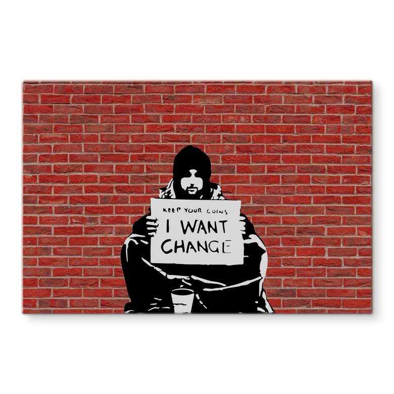 Glasbild Banksy - Keep Coins 