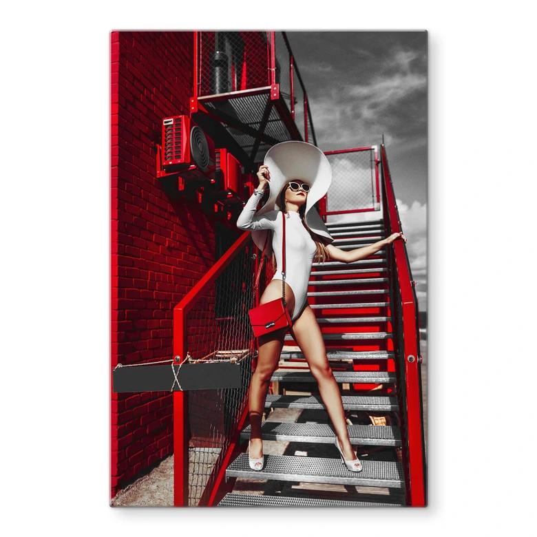 Glasbild Bolgov - Model Weiss Rot 