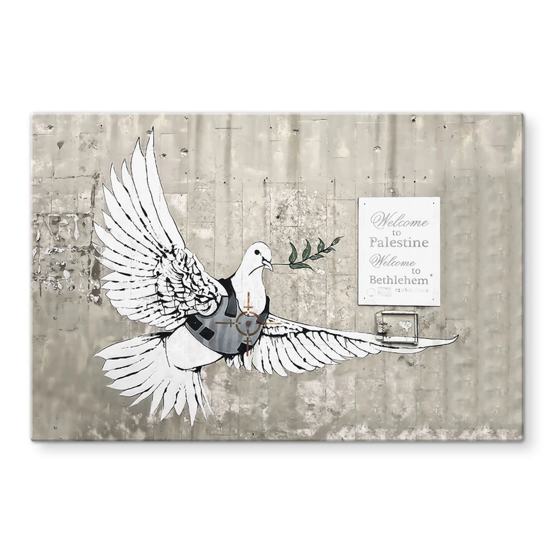 Glasbild Banksy - Die Friedenstaube 