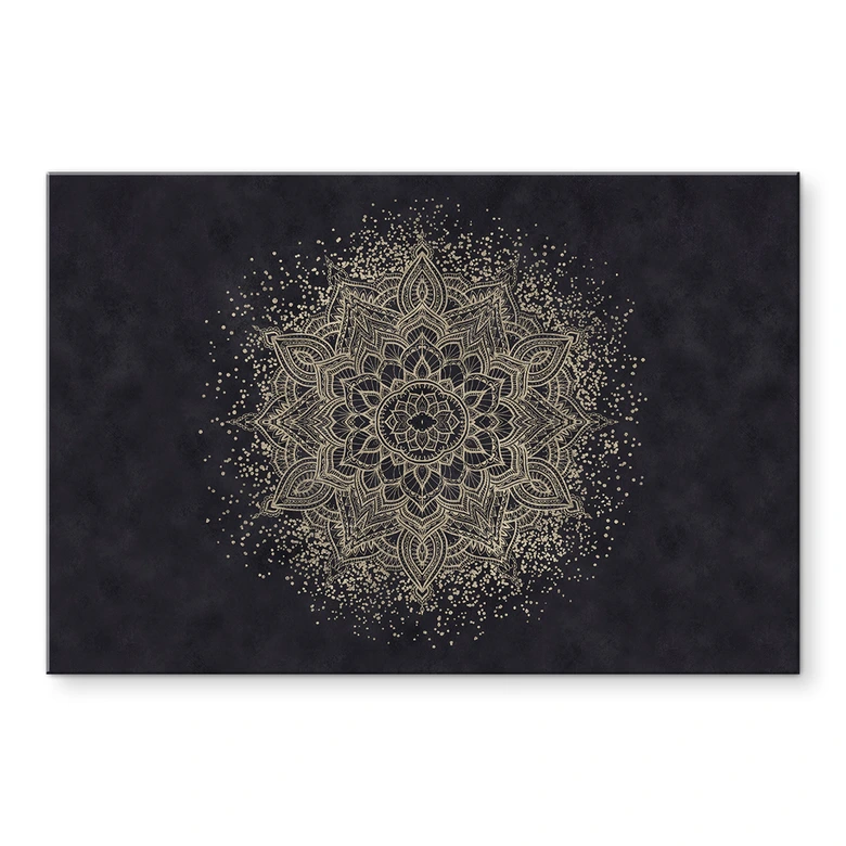Glasschilderijen Elegante mandala in zwart en goud - Bloomery Decor 
