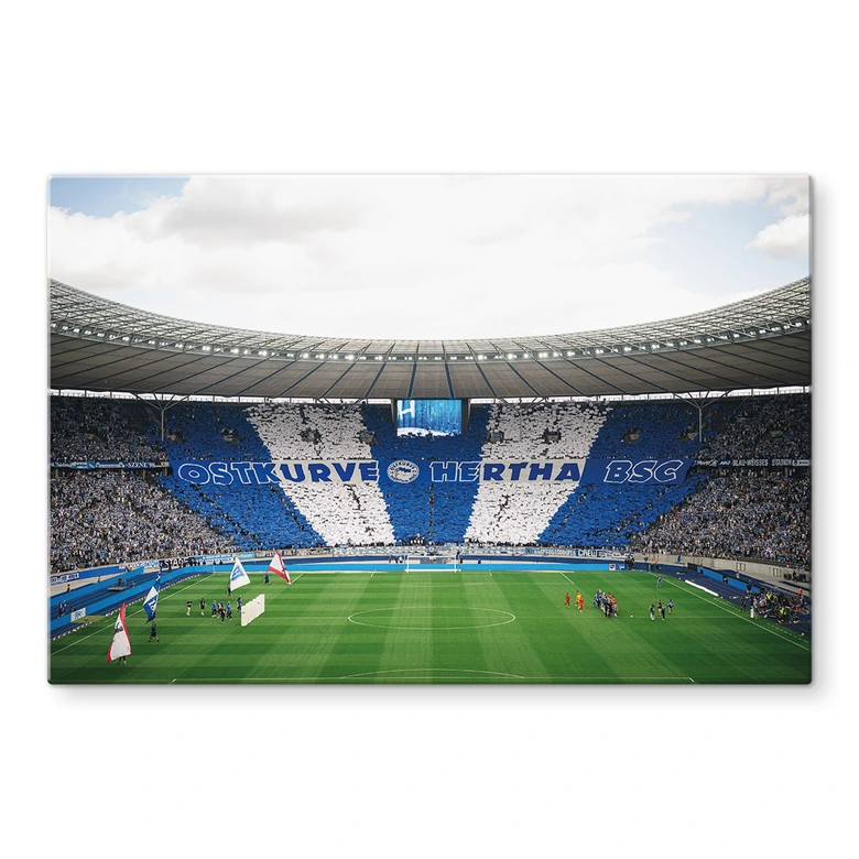 Glasbild Hertha BSC - Blau-weiße Choreo im Olympiastadion 