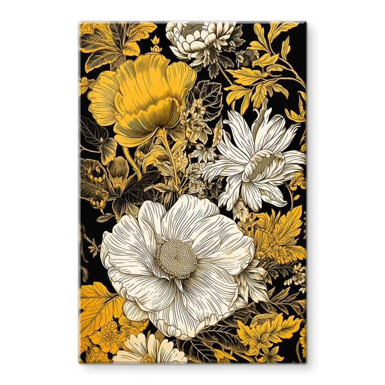 Blumen Glasbild - Blütenpracht in Ocker - Jaszke 