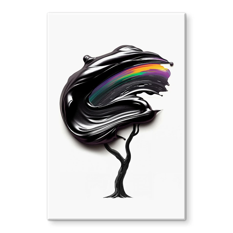 Glasbild Baum mit schwarzer 3D-Krone - Mielu 