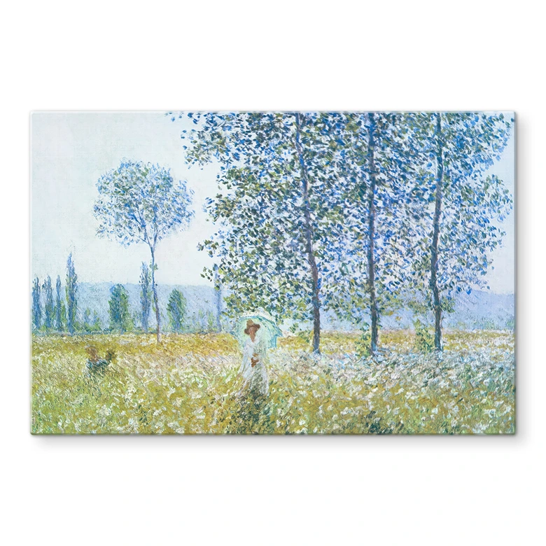 Glasbild Monet - Felder im Frühling 