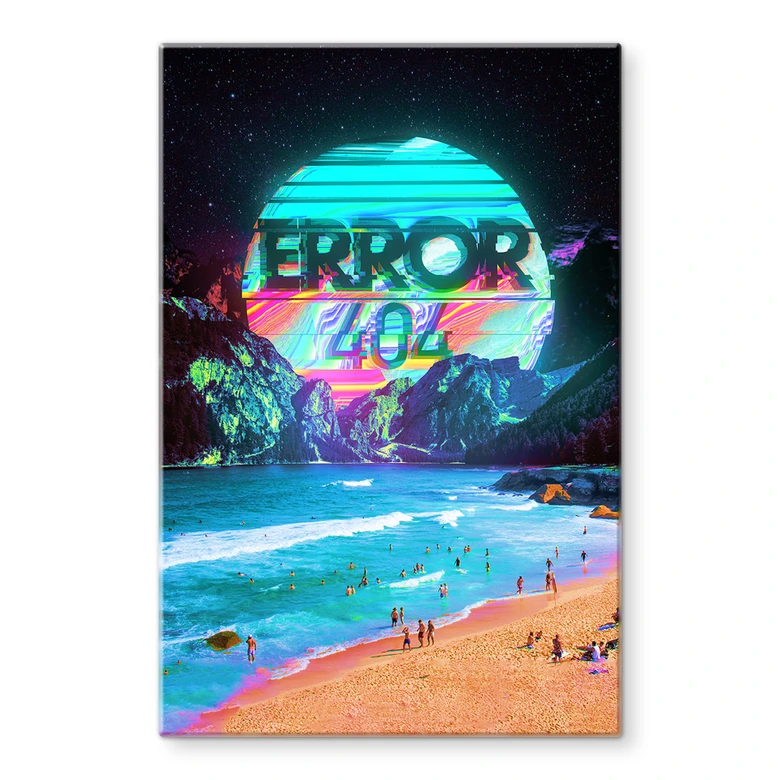 Glasbild Error 404 am Strand - Nicebleed 