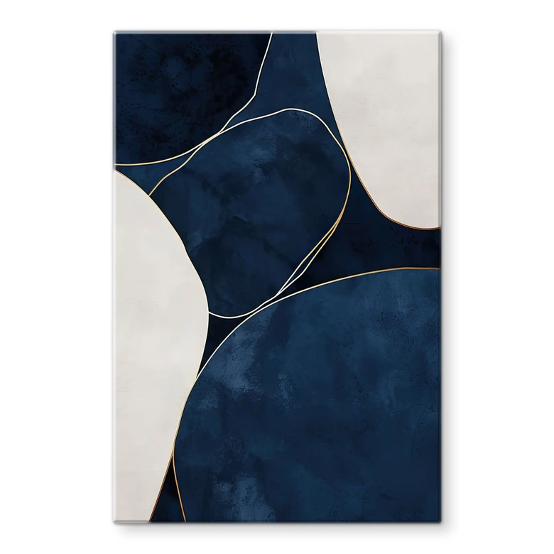 Glasbild Geometrische Balance in Blau und Weiß - Paksoylu 