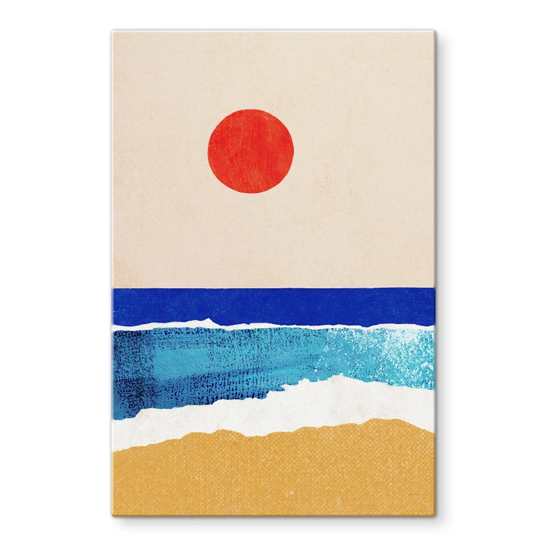 Glasbild Ruhiger Strand bei Sonnenuntergang - Rivers 