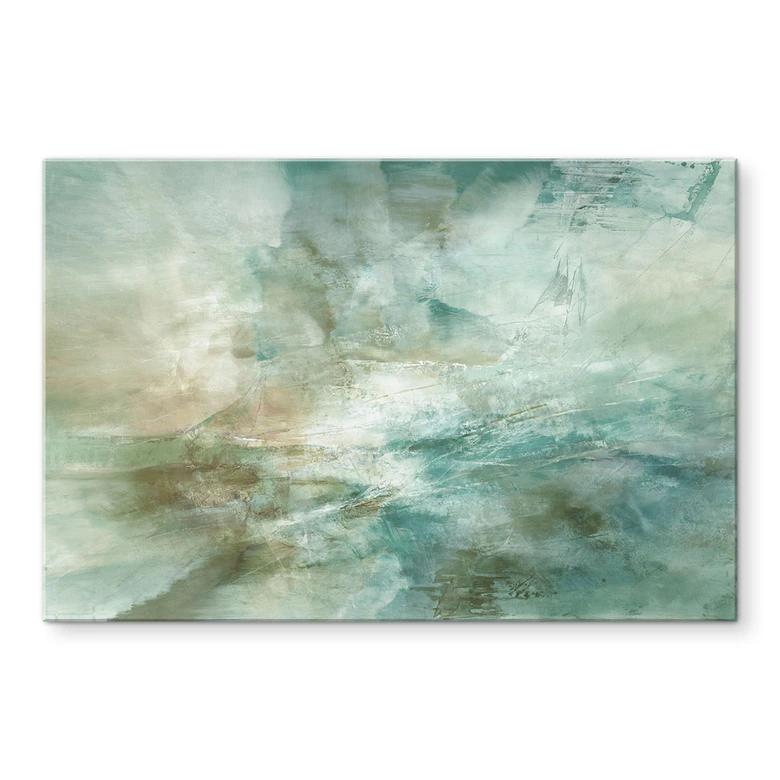 Tableau en verre Vert sauge, lumière brumeuse - Schmucker 