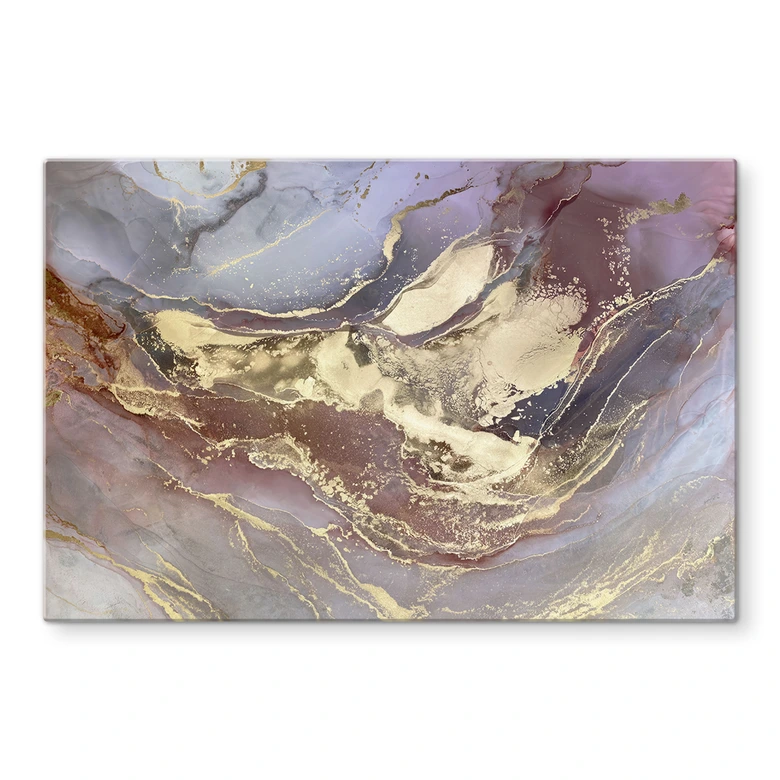 Glasbild Edle Strukturen in Gold und Violett - Shelest 