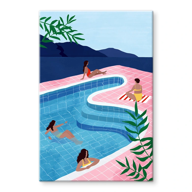 Glasbild Entspannen am Pool - Tomljanovic 