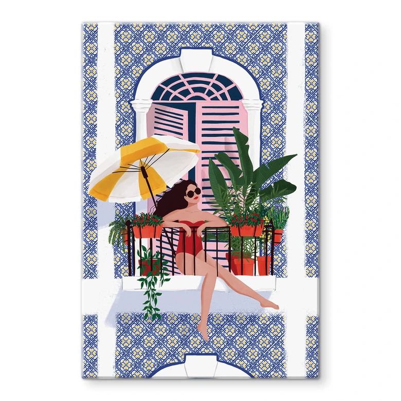 Glasbild Urlaub auf dem Balkon - Tomljanovic 