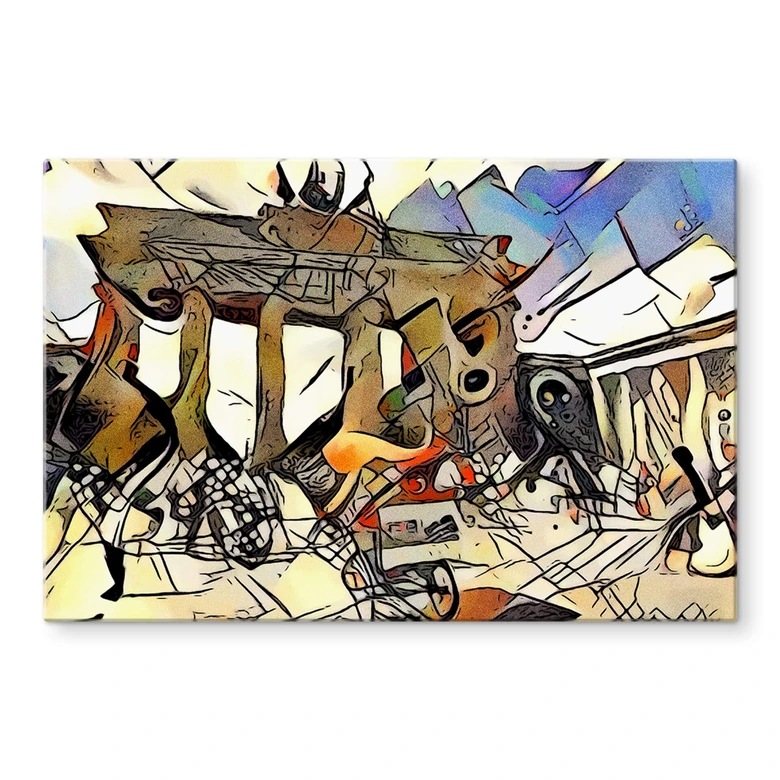 Glasbild Zamart - Kandinsky trifft Berlin Brandenburger Tor 