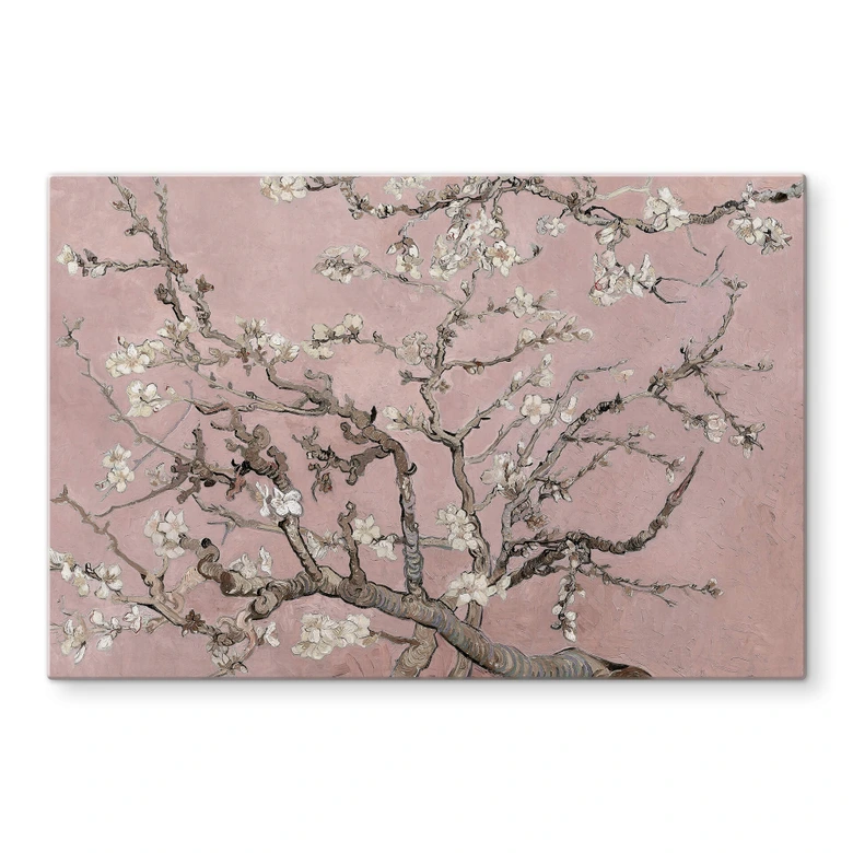 Glasbild van Gogh - Mandelblüte Rosé 