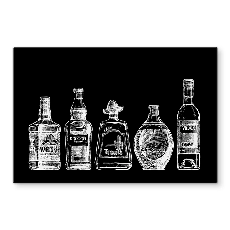Glasbild 5 Flaschen voll Spaß - schwarz 
