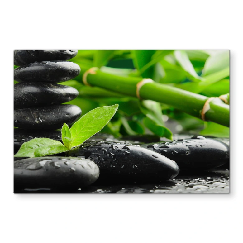Glasschilderij Black Zen Stones 