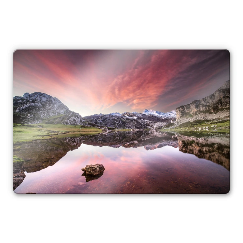 Glasbild Cuadrado - Dawn at Los Lagos 
