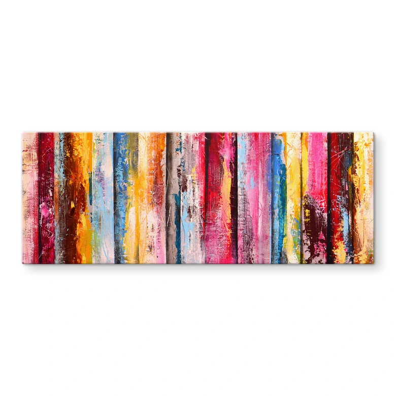 Glasbild Bunte Streifenmalerei - Fedrau - Panorama 