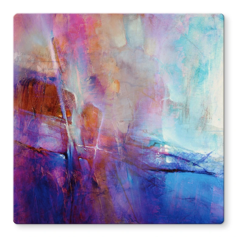 Tableau en verre Ligne de côte abstraite en violet - Schmucker - Carré 