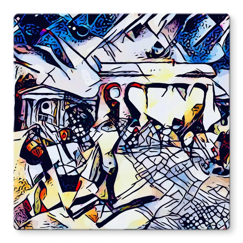 Glasbild Zamart - Kandinsky trifft Berlin Himmelblau - Quadratisch 
