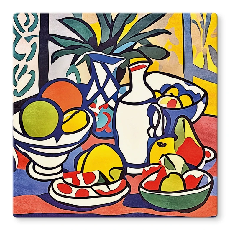 Glaskunst Mælk og frugt - Inspireret af Matisse - Zamart 