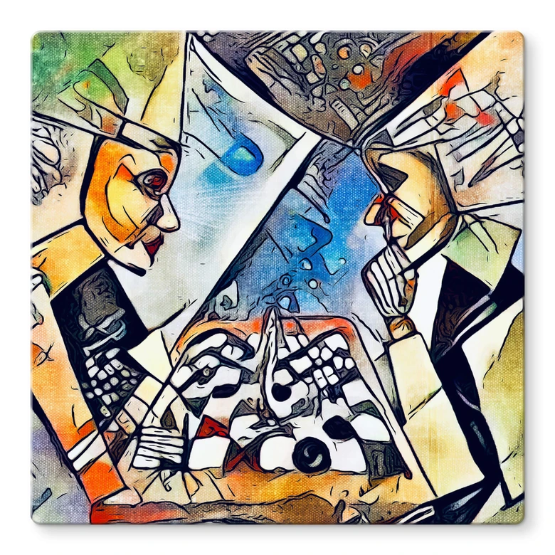 Glasbild Zamart - Zwei Schachspieler - Quadratisch 