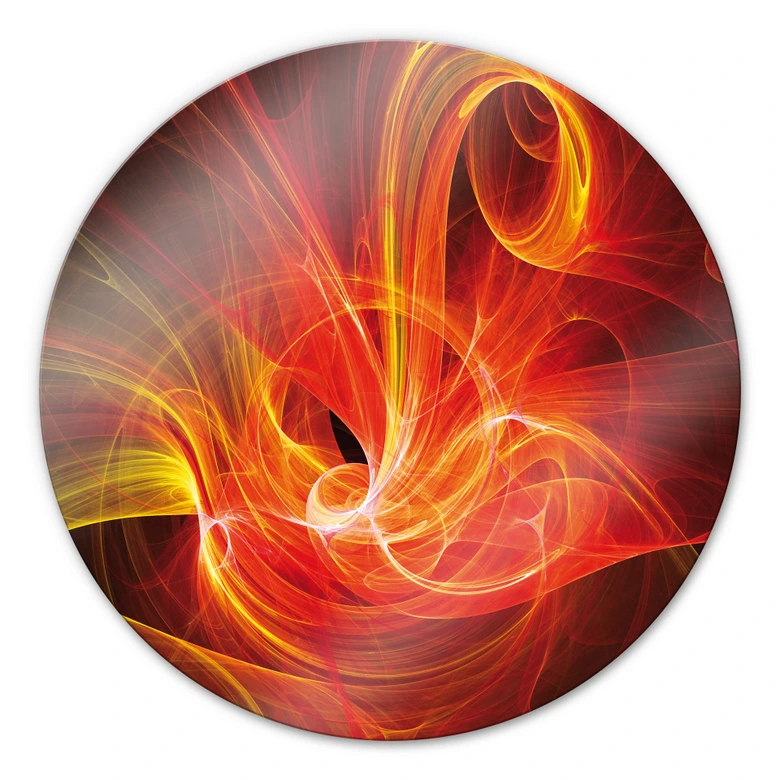 Glasbild Chaos Ray rot - rund 